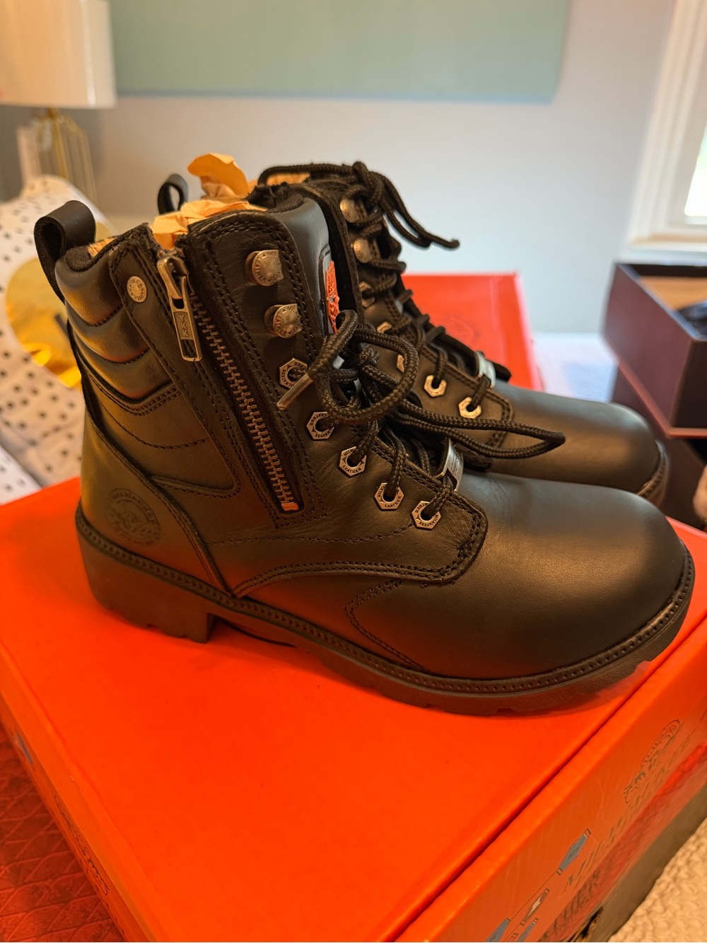 Women’s Milwaukee Black Lace-Up Combat Boots - Picture 3 of 9